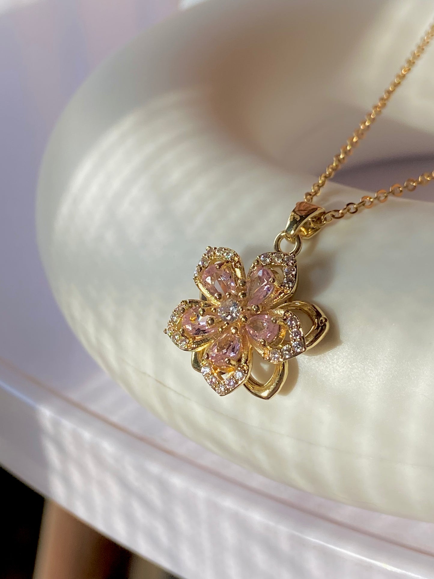 Spinning Pink Zircon Pendant