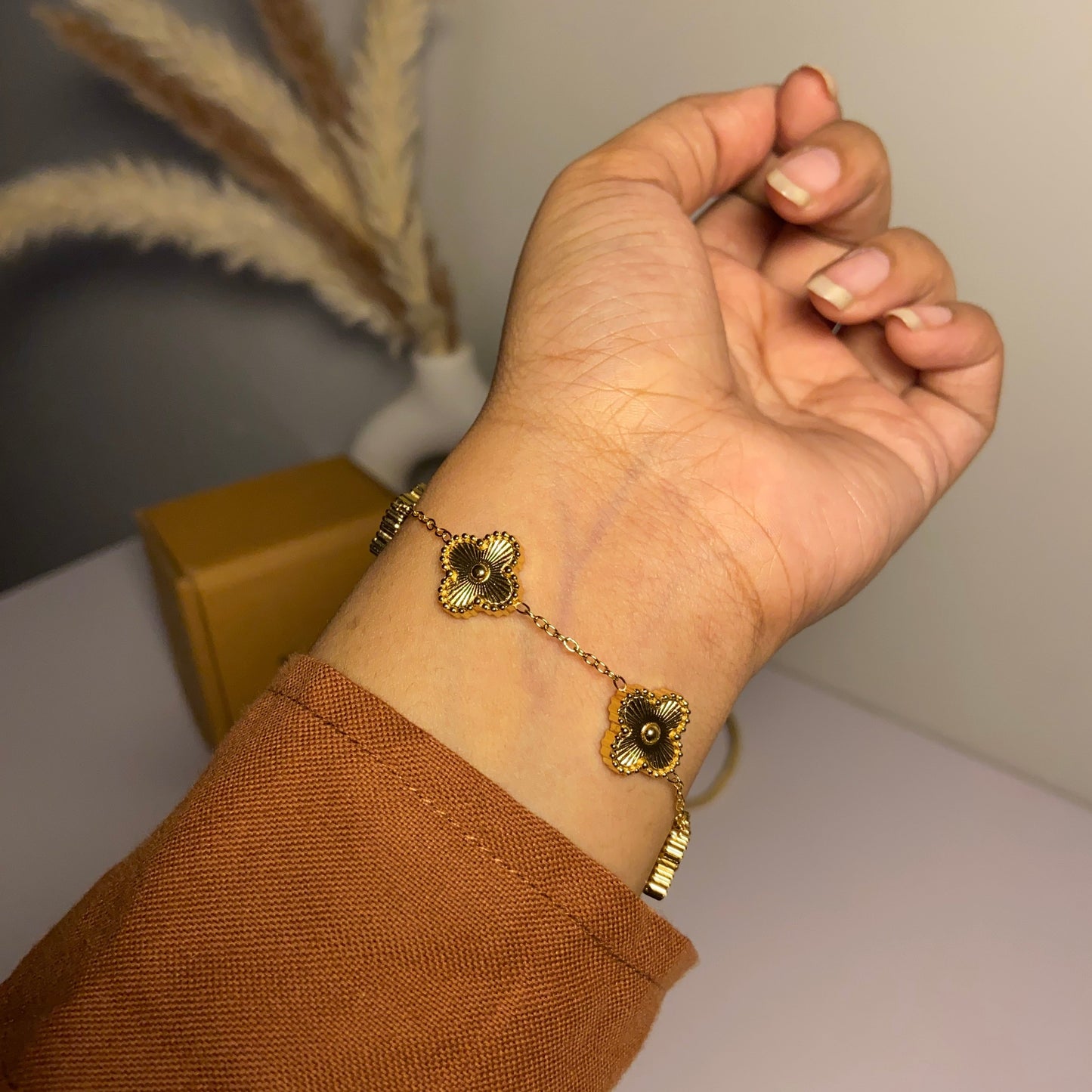 Gold Toned Clover Bracelet