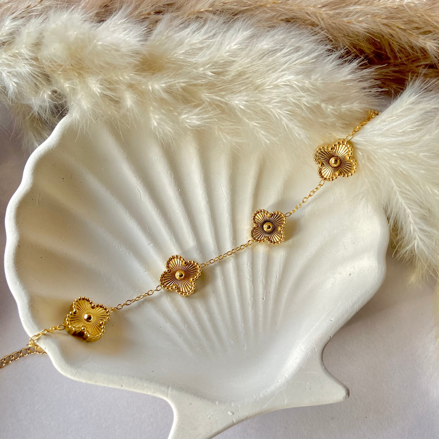 Gold Toned Clover Bracelet