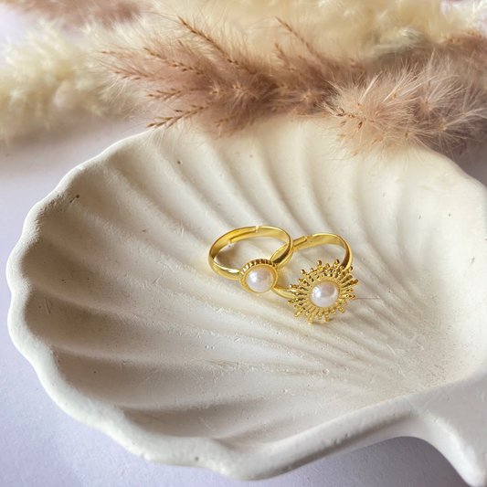 Pearl Sunburst Rings Duo